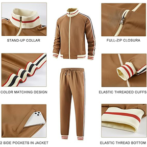 Ensemble jogging et sweat à capuche coupe-vent pour homme, style streetwear, en molleton doux, avec pantalon assorti et poches latérales, 100 % coton - Product Image 5