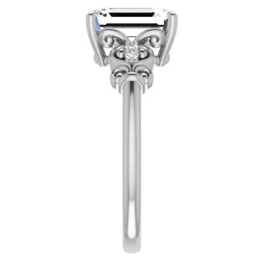 <b>Emerald</b> Cut Solitaire Moissanite <b>Ring</b> 925 Sterling <b>Silver</b> 18K Gold Plated Luxury Engagement Wedding Promise Bridal <b>Ring</b> - Product Image 2