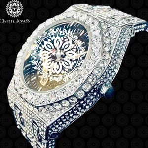 Montre de luxe Charm_Jewells en acier inoxydable, boîtier de 40 mm, mouvement mécanique analogique, date automatique, mode vintage pour homme, accents de diamants - Product Image 4
