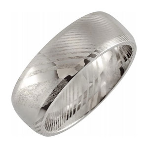Bague de mariage en acier de Damas, ajustement confortable, faite à la main pour homme, bijou élégant et tendance - Product Image 1
