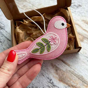 Beaded Bird Keychain Embroidered Seed Bead Pendant Cute Animal Bag Charm Gift for <b>Women</b> - Product Image 3