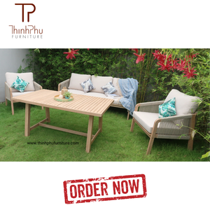 Luxury Contemporary <b>Foldable</b> Acacia Wood Eco-friendly Teak Wood Frame <b>Outdoor</b> Furniture Set Garden Sofa Dining <b>Table</b> Chair for - Product Image 5