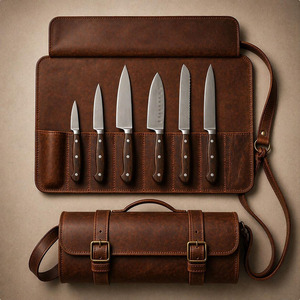 Luxury leather <b>tool</b> <b>roll</b> organizer bags wholesale OEM supplier custom logo export quality portable storage leather <b>tool</b> <b>roll</b> - Product Image 1