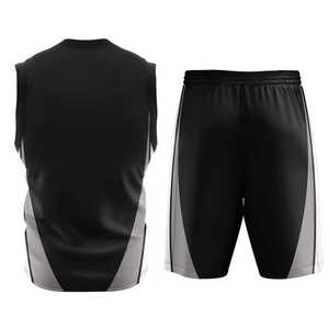 Ensemble de maillots de basket-ball unisexe, noir et gris, sans manches, col en V, polyester respirant, vêtements de sport pour toutes les saisons - Product Image 5