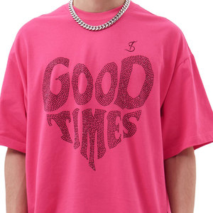 เสื้อยืดสตรีทแวร์ดีไซน์ล่าสุดสำหรับผู้ชาย ประดับเพชร สีพื้น ไซส์ผู้ใหญ่ เสื้อยืดประดับเพชรสำหรับผู้ชาย - Product Image 5