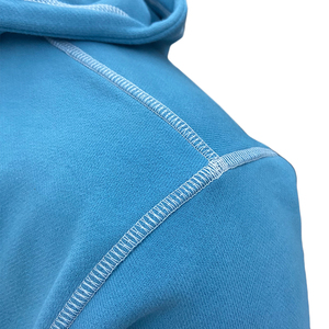 Unisex Blue Hooded Tracksuit Solid Color Full Length Breathable Cotton Casual Wear Autumn Style Regular Fit With Logo Print - Product Image 5