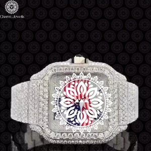 Montre de luxe Hip Hop Iced Out Diamond de qualité export, idéale pour les concerts, les soirées et la mode urbaine, disponible à la vente - Product Image 1