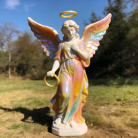 Sculptures d'anges classiques européennes en fibre de verre blanches, grandes statues de jardin, décoration intérieure, résistantes à l'eau, aux UV et aux intempéries