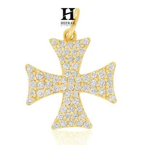 Fabricant de bijoux fins sur mesure - Pendentif croix en or blanc 14 carats avec diamants pour la vente en gros - Product Image 2