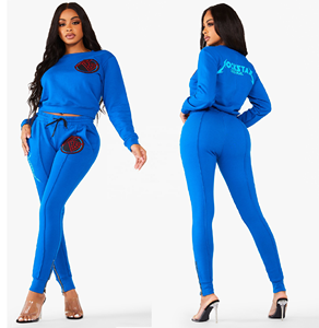 Ensemble 2 pièces col ras du cou pour femme, costume, pull, moulant, survêtement pour dames, Style personnalisé directement d'usine - Product Image 2