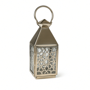 Juego de 2 Faroles Curvos de Metal Dorado Estilo Vintage, Composición Duradera de Metal y Vidrio, Acabado en Latón Brillante, para Uso en el Hogar y Bodas - Product Image 6