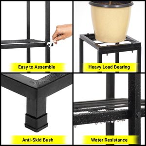 Support à plantes en métal moderne à 3 niveaux, support pour pot de fleurs d'intérieur, revêtement en poudre noir, design minimaliste pour usage domestique - Product Image 5
