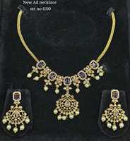 Ensemble de collier et boucles d'oreilles élégants en ornement floral plaqué rhodium vert, avec perles, pour mariée, mariage, fête