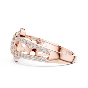 Bague minimaliste en or rose 18 carats sertie d'un diamant de laboratoire ovale rond, idéale pour les fiançailles, les mariages, le quotidien ou le bureau, pour femme. - Product Image 3