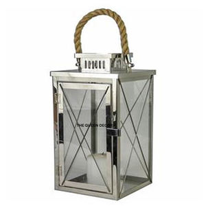 Lanterne décorative d'extérieur en béton, style américain, avec support en bois naturel, pour bougie, idéale pour la table des fêtes - Product Image 2