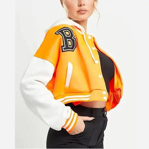 Blouson universitaire pour femme, coupe ample et décontractée, broderie style Letterman, tendance et respirant, modèle court, très demandé - Product Image 6