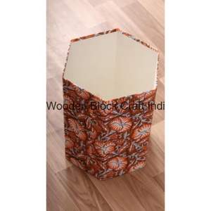 Cubo de papel decorativo hecho a mano con tapa abierta, impreso en PP, con envoltura de cartón y tela 100% algodón. - Product Image 6