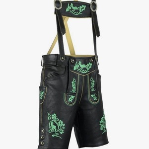 Pantalon Lederhosen bavarois noir de qualité supérieure, tailles européennes 46 à 62, en stock - Product Image 1