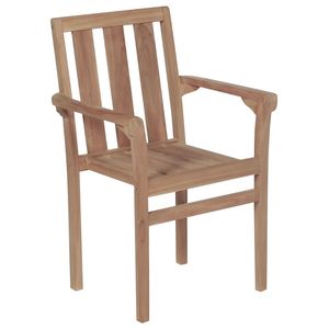 Juego de 8 Sillas de Jardín Apilables de Madera de Teca Sólida Color Marrón Cálido, Diseño Estándar - Product Image 2