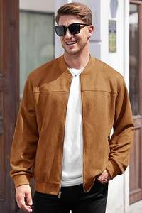 Blouson aviateur international de qualité supérieure pour homme en faux daim, mi-lourd, décontracté, entièrement zippé - Product Image 4