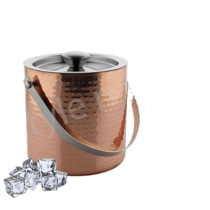 Acier inoxydable champagne bière vin étranger seau froid accessoires seau à glace Double paroi martelé cuivre - Product Image 1