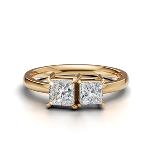Anillo Toi Et Moi con diamante cultivado en laboratorio certificado por IGI, oro amarillo/blanco y rosa de 18 quilates, corte princesa, anillo de compromiso para mujer - Product Image 1