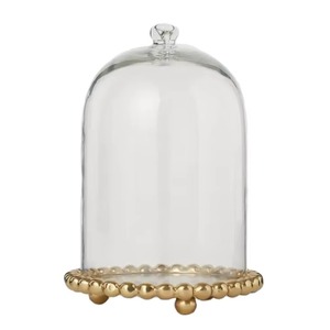 Support à gâteau moderne décoratif en métal doré avec couvercle en verre, forme ronde luxueuse, présentoir à gâteaux et friandises pour table - Product Image 1