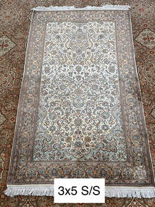 Tapis persans turcs tapis lavables floraux en soie noués à la main pour le salon d'Inde - Product Image 4