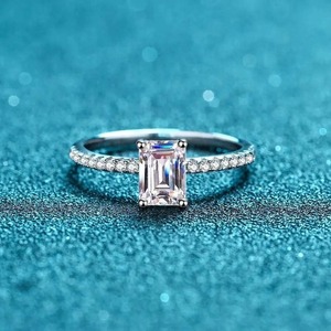D Color VVS Emerald Cut Moissanite <b>Solitaire</b> IGI Certified Rhodium Plated 925 Sterling <b>Silver</b> 4 Prong Setting Classic Engagement - Product Image 2