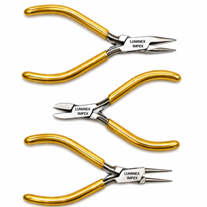 Ensemble de 3 outils de fabrication de bijoux en acier inoxydable avec poignée violette, pinces à bec effilé, coupe-fils, outil professionnel de précision pour la fabrication de perles - Product Image 2