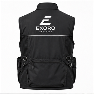 Chaleco de Trabajo Negro para Hombre Exoro Apparels, Cuello Alto, Cierre de Cremallera, Múltiples Bolsillos, Ropa Exterior Impermeable, Estilo Otoñal - Product Image 4