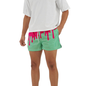 Pantalones Cortos de Baloncesto de Malla con Estampado de Goteo, Gráfico Neón, Secado Rápido, Unisex, para Gimnasio, Fabricante OEM ODM de Ropa Deportiva - Product Image 1