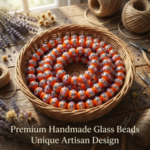 ลูกปัดแก้วลายดอกไม้สีส้มขนาด 12 มม. สำหรับตกแต่งเค้กแต่งงาน ลวดลายเกลียวสีเงินและลายดอกไม้แบบนูน สำหรับงาน DIY เครื่องประดับ - Product Image 5