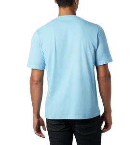 Columbia Men's Short Sleeve T-Shirt <b>Light</b> Blue Quick Dry Oversized Fit Casual Vintage Acid Wash Jersey Knit O-<b>Neck</b> Solid Color - Product Image 2