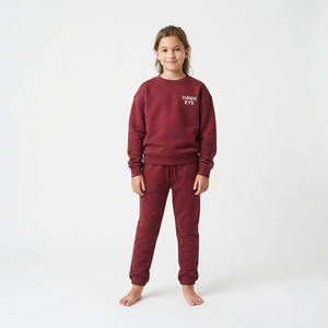 Conjunto Deportivo para Niños, Elegante, Color Granate, Informal, Sudadera con Cuello Redondo, Pantalones Deportivos, Proveedor de Ropa Urbana - Product Image 1