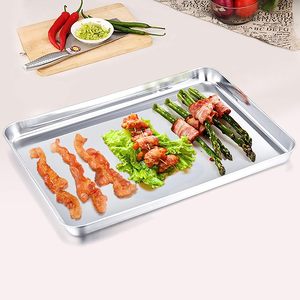 Plateau rectangulaire multifonctionnel en acier inoxydable, idéal pour les nouilles froides, les saucisses, le riz cuit à la vapeur, le barbecue, pour la maison et l'hôtellerie - Vente chaude - Product Image 4