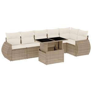 Ensemble de canapés de jardin en rotin PE beige avec grands accoudoirs réglables - Product Image 2