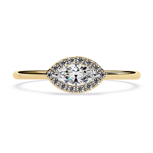 Anillo de compromiso, aniversario o boda de oro de 10k, 14k o 18k para mujer, con diseño clásico en forma de marquesa y diamante talla marquesa. - Product Image 1