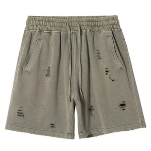 Shorts de sport vintage personnalisés en coton 100% écoresponsable délavé à l'acide pour hommes et femmes, faible MOQ, vente en gros directe usine - Product Image 3