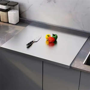Planche à découper rectangulaire en acier inoxydable, antidérapante, facile à nettoyer, durable, non toxique, pour la cuisine - Product Image 1