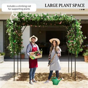 Struttura ad arco nera per serra da giardino, traliccio per piante rampicanti e cancello - Product Image 4