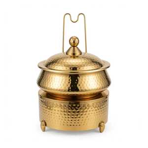 Plato de Servir de Metal Dorado con Tapa, Resistente al Calor, Duradero, Diseño Moderno y Lujoso, Juego de Vajilla - Product Image 2