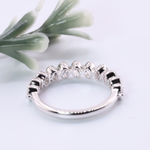 Luxury White Gold Oval Cut Lab Grown Diamond Half Eternity Wedding Anniversary Band Shared Prong <b>Stacking</b> <b>Ring</b> Fine Jewelry Gift - Product Image 3