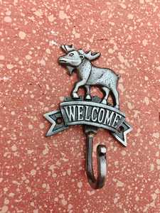 Rustic Cast Iron Welcome <b>Wall</b> <b>Hook</b> Vintage Decorative Animal Coat Hanger Antique Metal <b>Key</b> Holder for Entryway Cabin Lodge Decor - Product Image 5