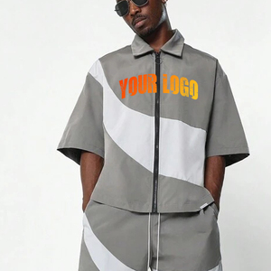 Customized Logo Printed Solid 100% Cotton Breathable Eco-Friendly Plus Size Men's <b>Set</b> Sweat-Wicking Quick Dry Summer Knee Cargo - Product Image 5