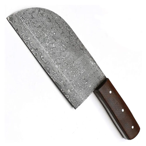 Cuchillo de carnicero de acero de Damasco, hoja forjada, mango de madera de espiga completa, afilado como una navaja, ambidiestro, apto para lavavajillas, cocina moderna - Product Image 1