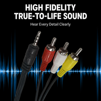 Câble audio-vidéo AV 3,5 mm vers 3 RCA de 5 m, gaine en PVC, âme en cuivre, pour téléviseur, lecteur DVD, décodeur, console de jeu, adaptateur