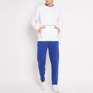 Sweat-shirt à col rond blanc pour homme, coupe classique, couleur unie, tricot en coton décontracté, ensemble jogging, style automne - Product Image 6
