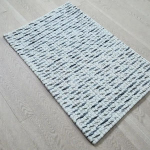 Alfombra de Lana Hecha a Mano, Alfombra Moderna Negra y Blanca con Textura, Alfombra Contemporánea Tejida a Mano para Sala de Estar y Dormitorio - Product Image 6