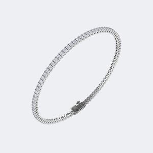 3.00CTW 10k <b>Gold</b> Plated Lab Grown Princess Prong-<b>Set</b> Diamond Luxury Line Bracelet - Product Image 2